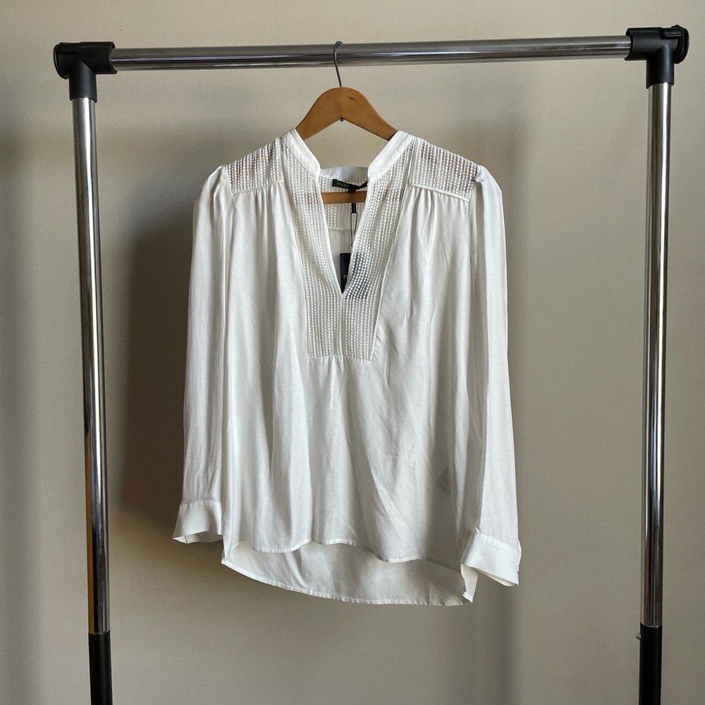 Maje White Embroidered V-Neck Blouse